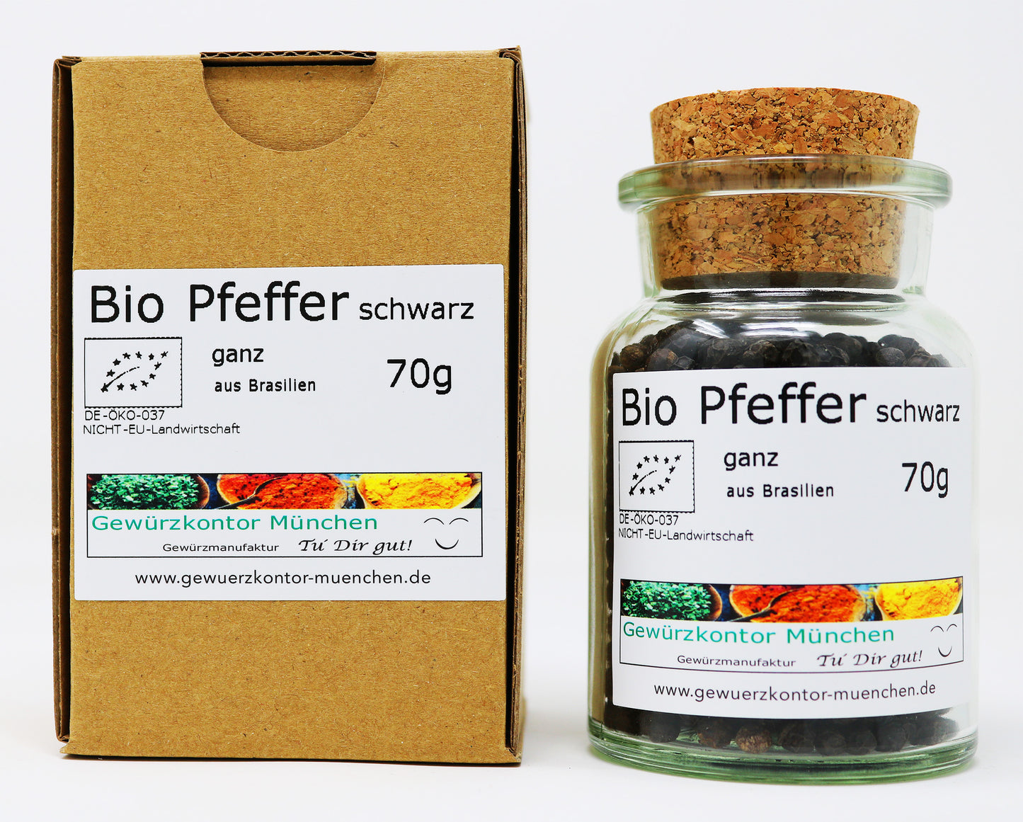 Bio Pfeffer ganz 70g Glas+karton