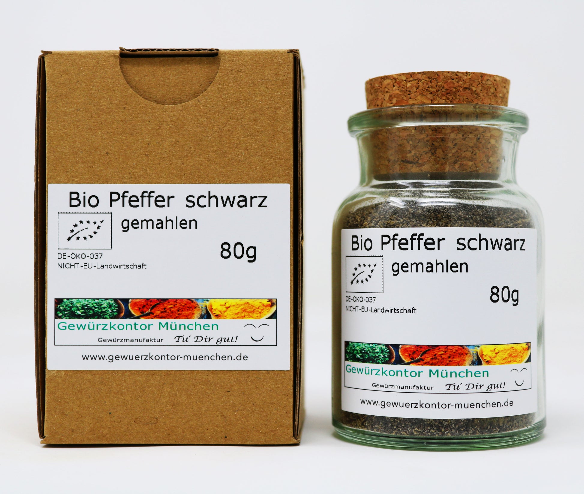 Bio Pfeffer schwarz gemahlen 80g glas karton