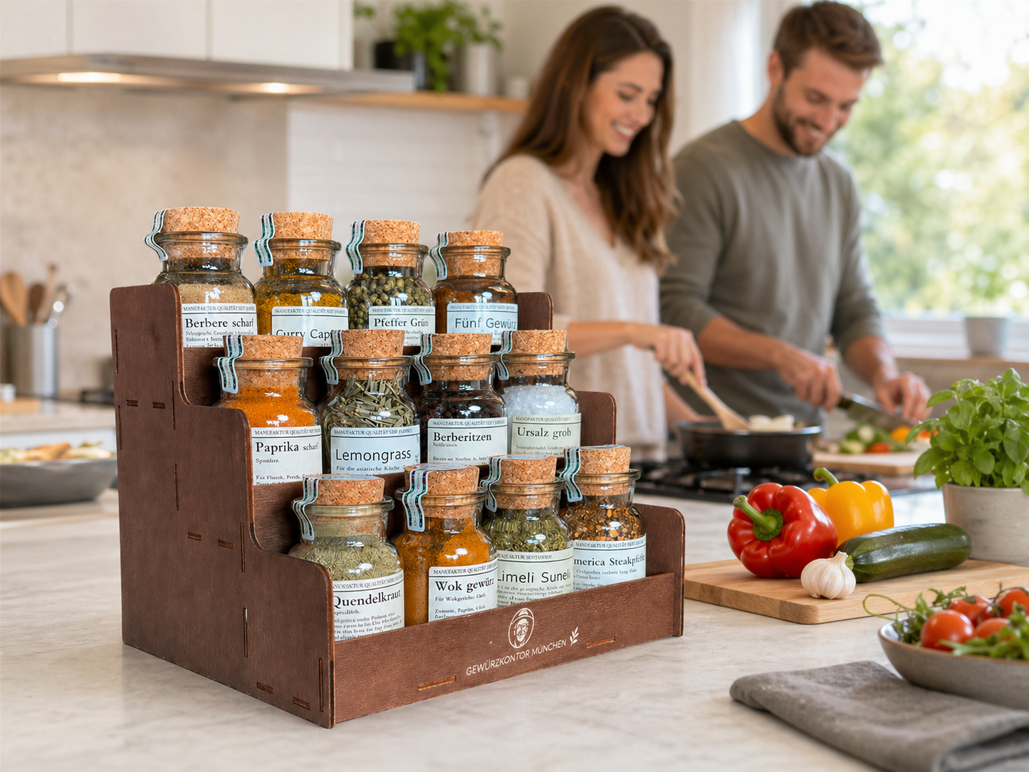 Aufsteller für Gewürze - Premium Holz Look