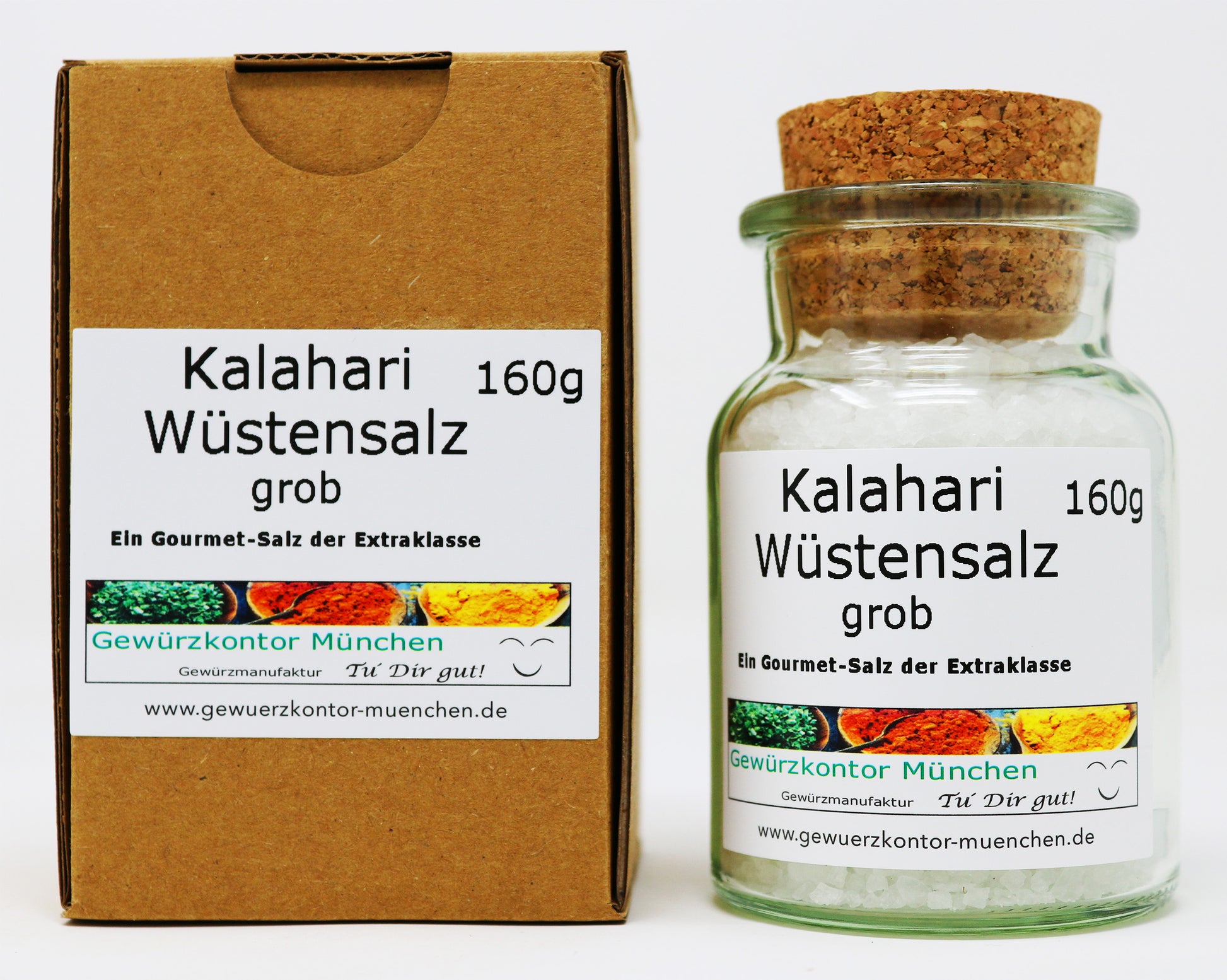 Kalahari Wüstensalz grob 160g Glas + Karton