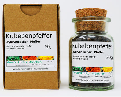 Kubebenpfeffer 50g Glas + Karton