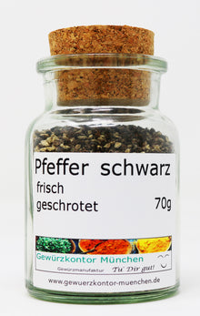 Pfeffer schwarz geschrotet 70g im Glas