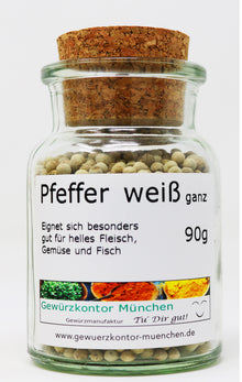 Pfeffer weiß ganz 90g Glas