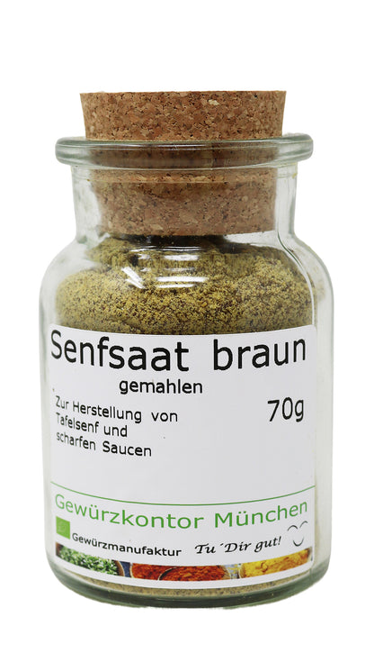 Senfsaat braun gemahlen 70g Glas
