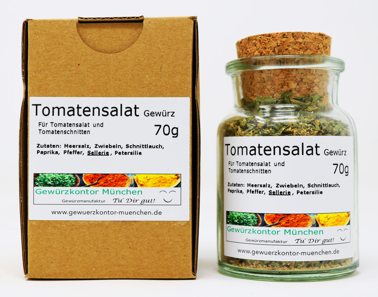 Tomatensalat Gewürz 70g Glas + Karton