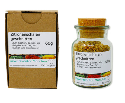 Zitronenschalen geschnitten 60g Glas Karton
