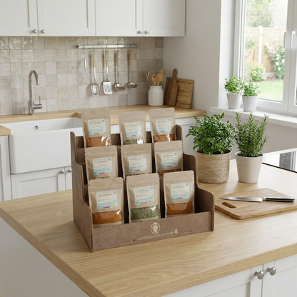 Aufsteller für Gewürze - Premium Holz Look