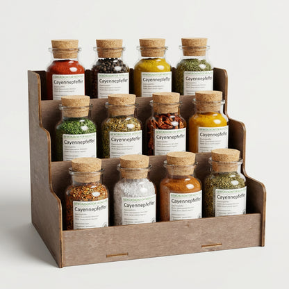 Aufsteller für Gewürze - Premium Holz Look