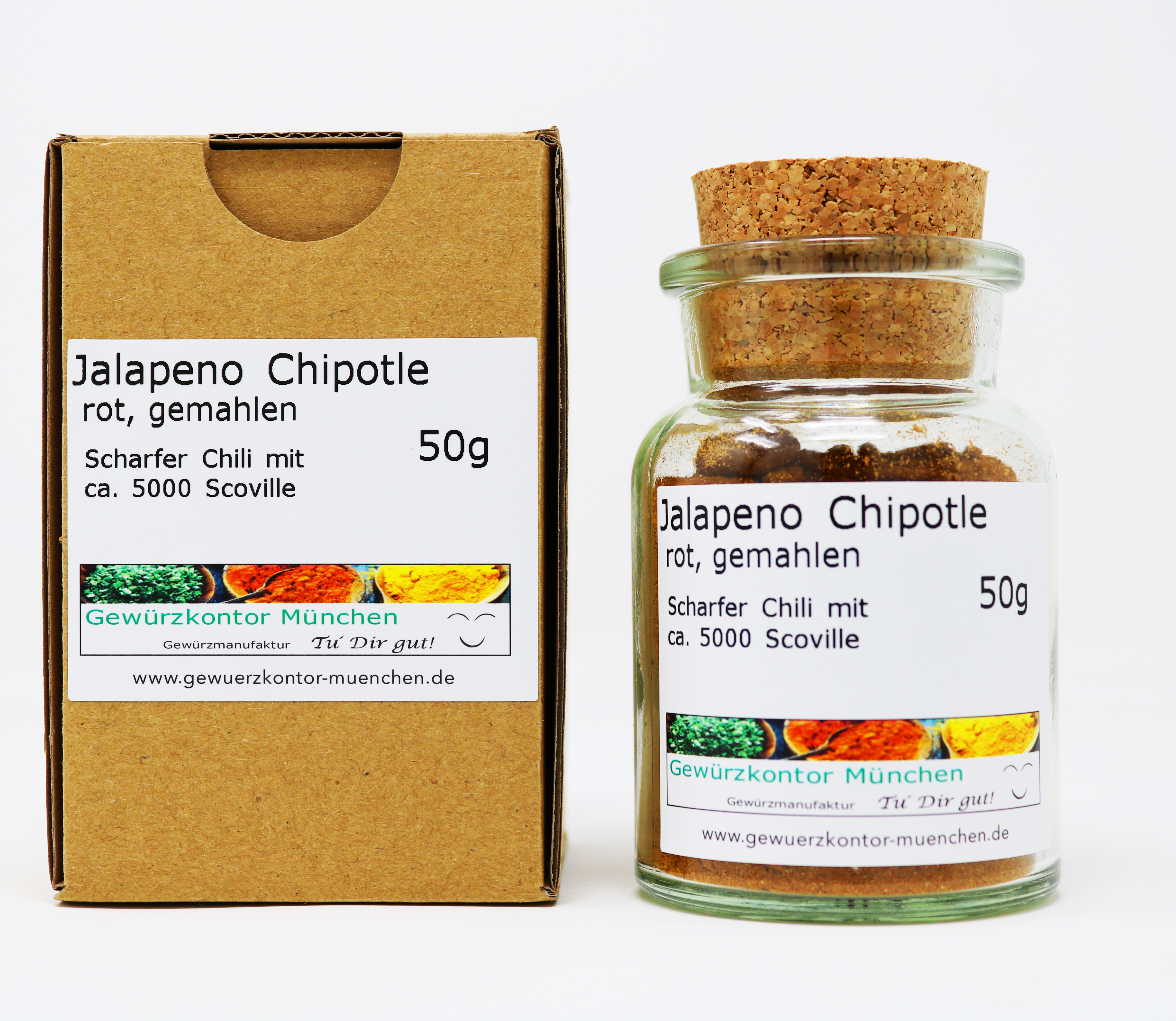Chili Jalapeno Chipotle rot gemahlen 50g im Glas