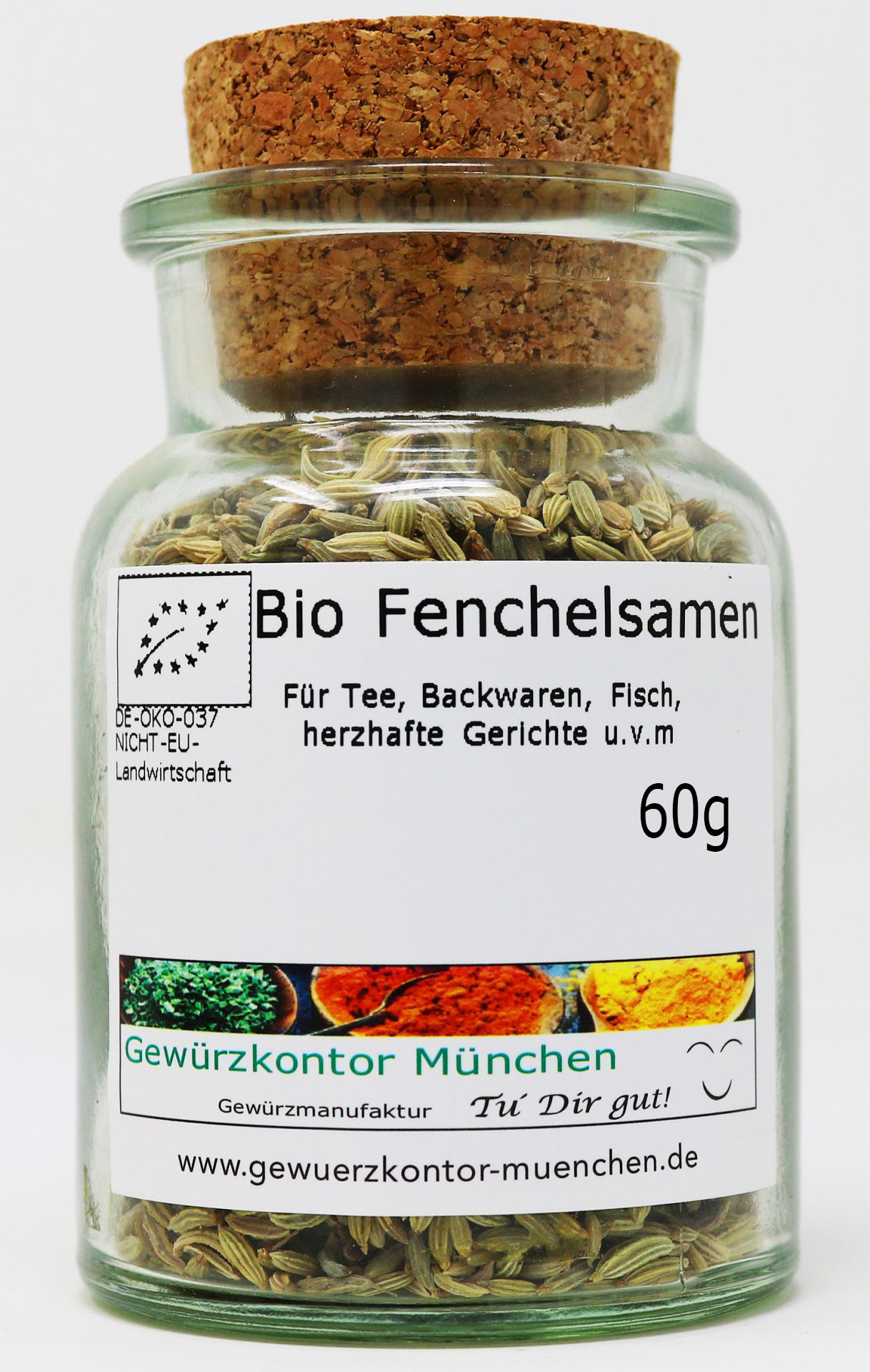 Bio Fenchelsamen ganz 60g im Glas