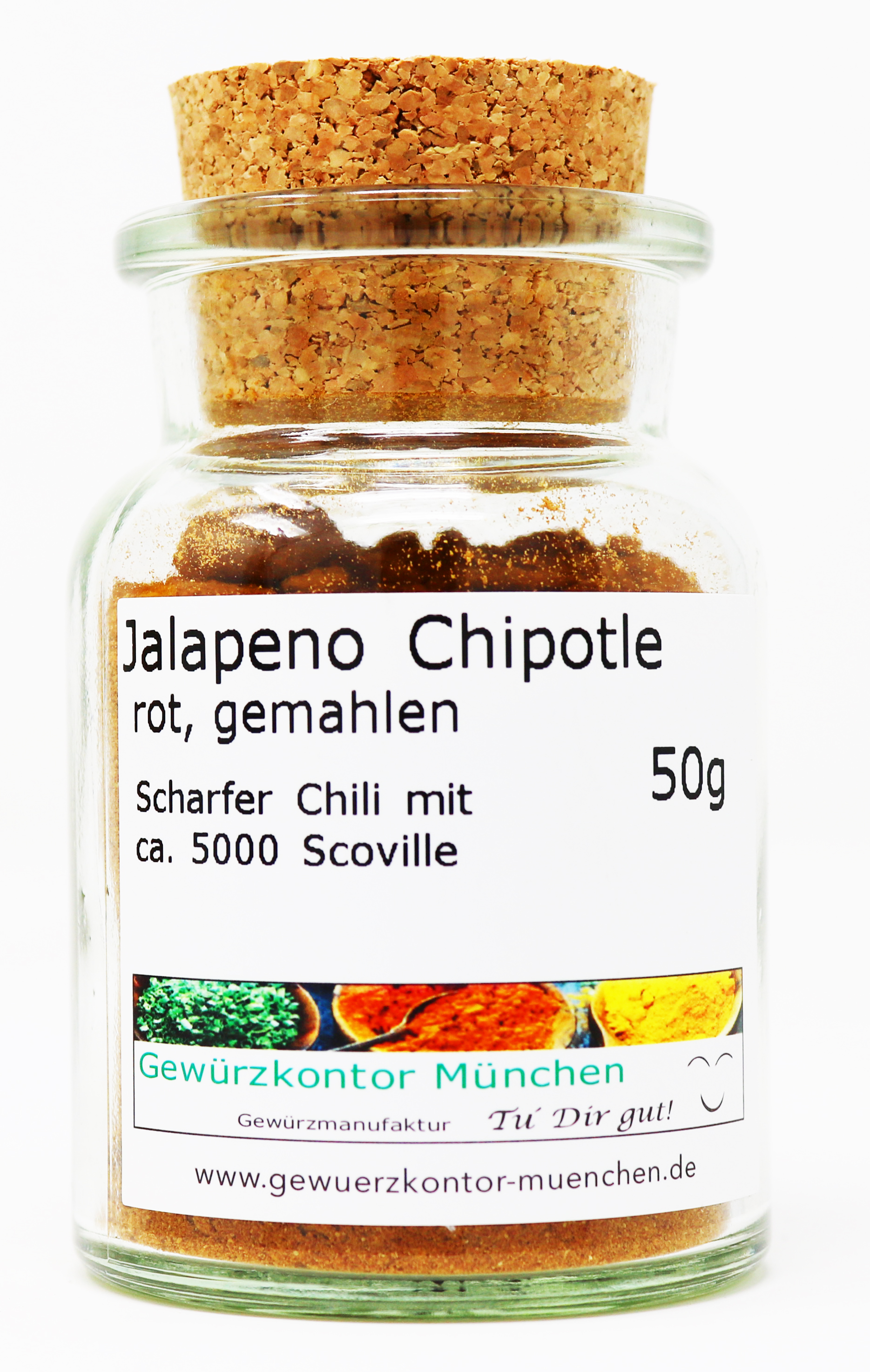 Chili Jalapeno Chipotle rot gemahlen 50g im Glas