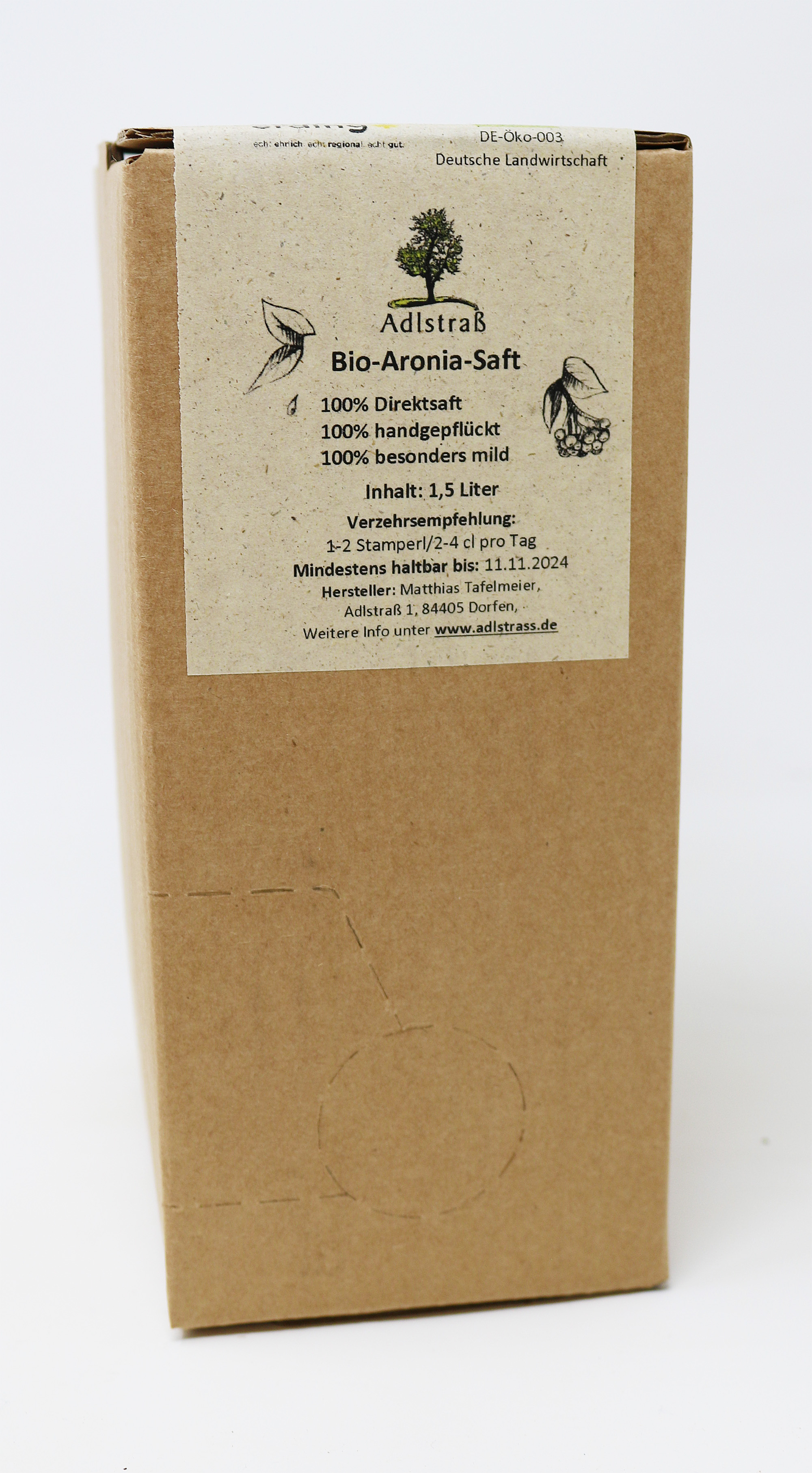Adlstraß Bio Aroniasaft (schwarze Apfelbeere) 1,5 l in Bag in Box